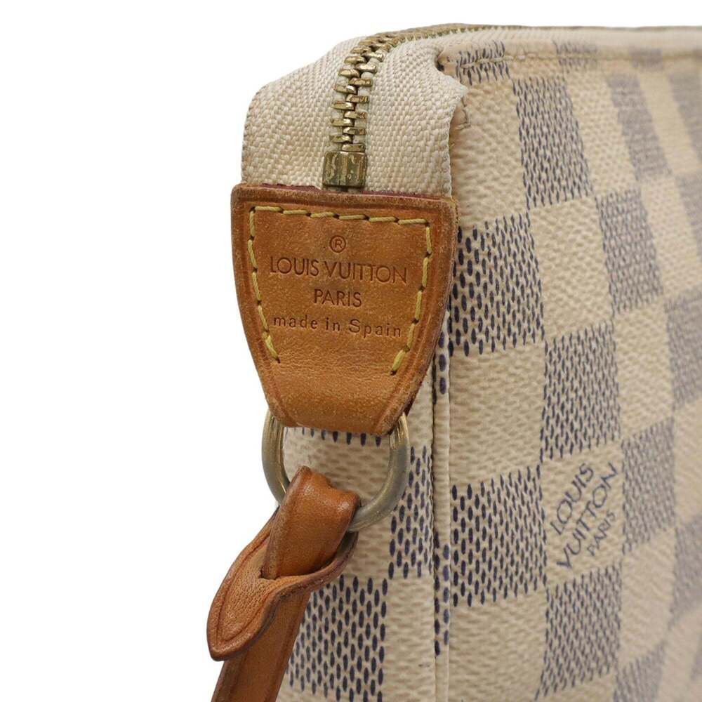 LOUIS VUITTON Damier Azur Pochette Accessory Bag Pouch Handbag Shoulder N51986 - Picture 7 of 9